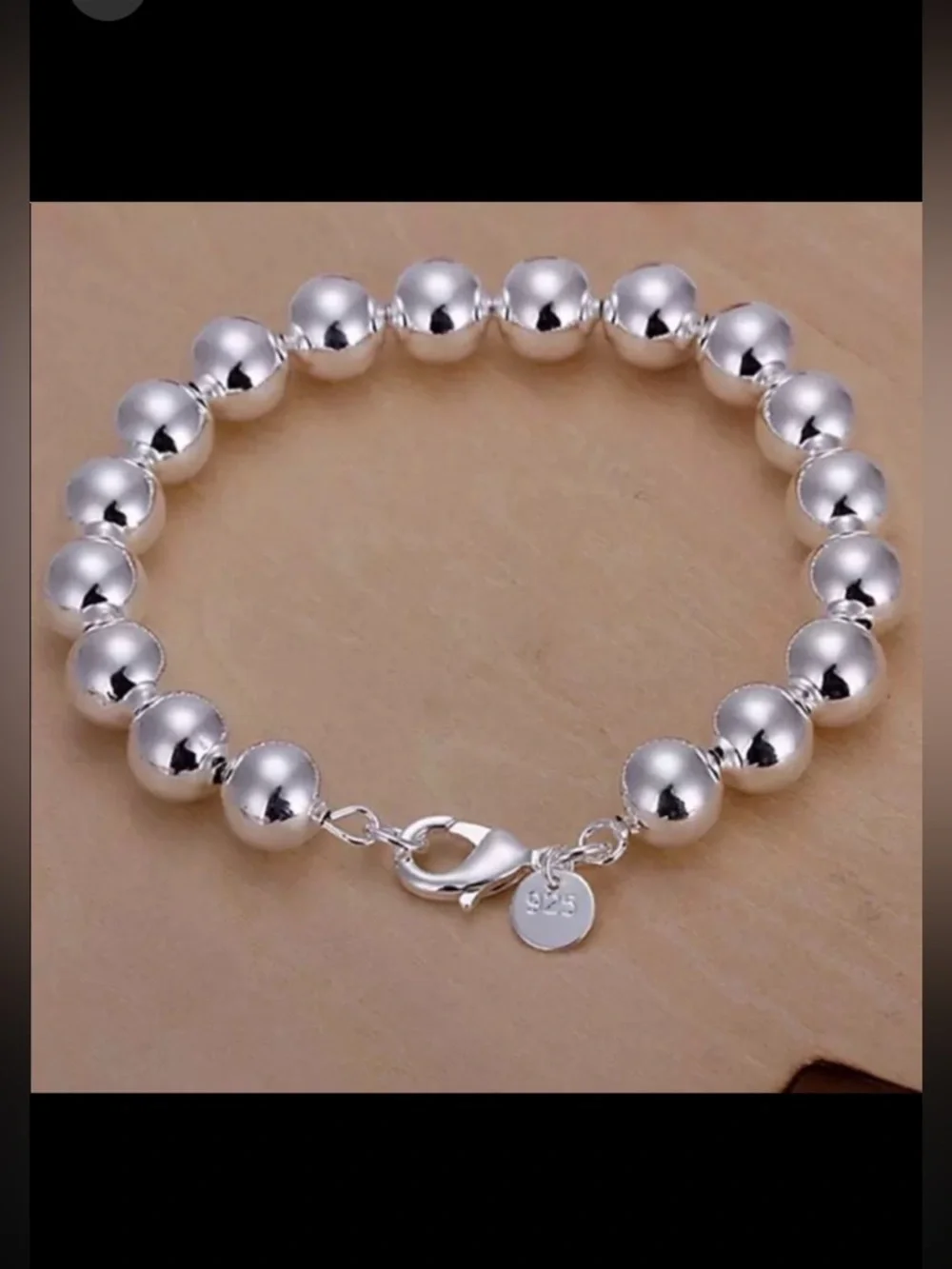 925 silver ball bead bracelet